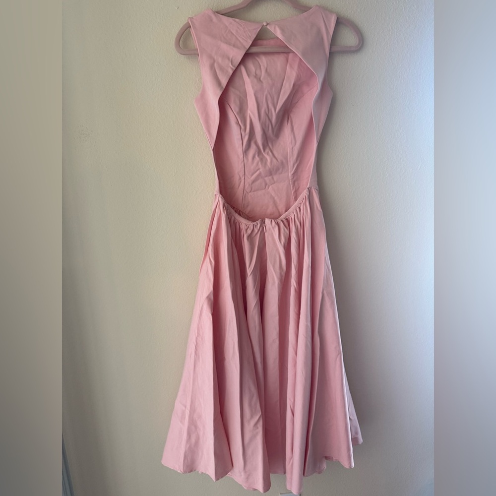 House of CB Blush Pink Midi Fit-and-Flare Dress - Picture 3 of 5